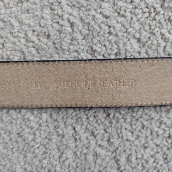 Genuine leather rectangular buckle belt. Sz: M, 46\